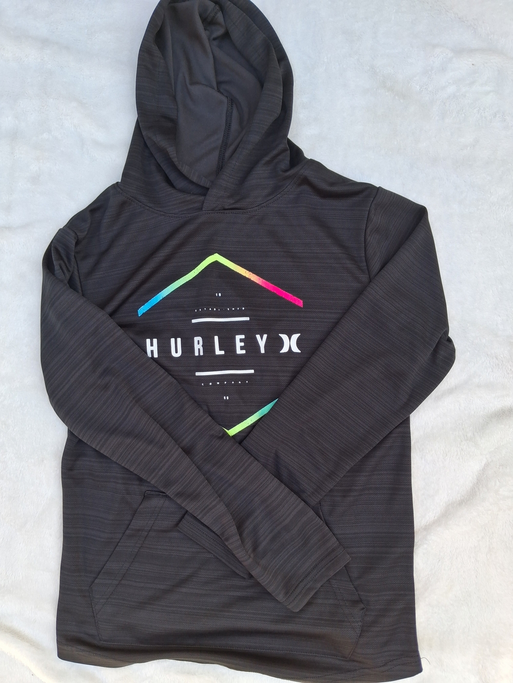Hurley Kids MED Black Crewneck Sweatshirt with Multicolor Diamond Graphic